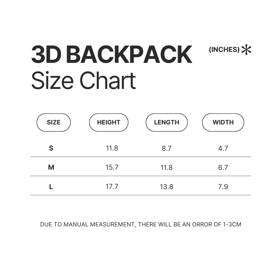 3D Backpack Size Chart - Demon Slayer Merch