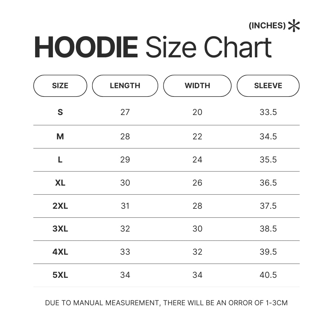 Hoodie Size Chart - Demon Slayer Merch