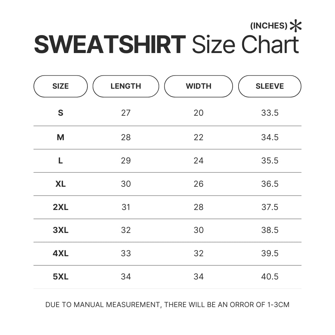 Sweatshirt Size Chart - Demon Slayer Merch