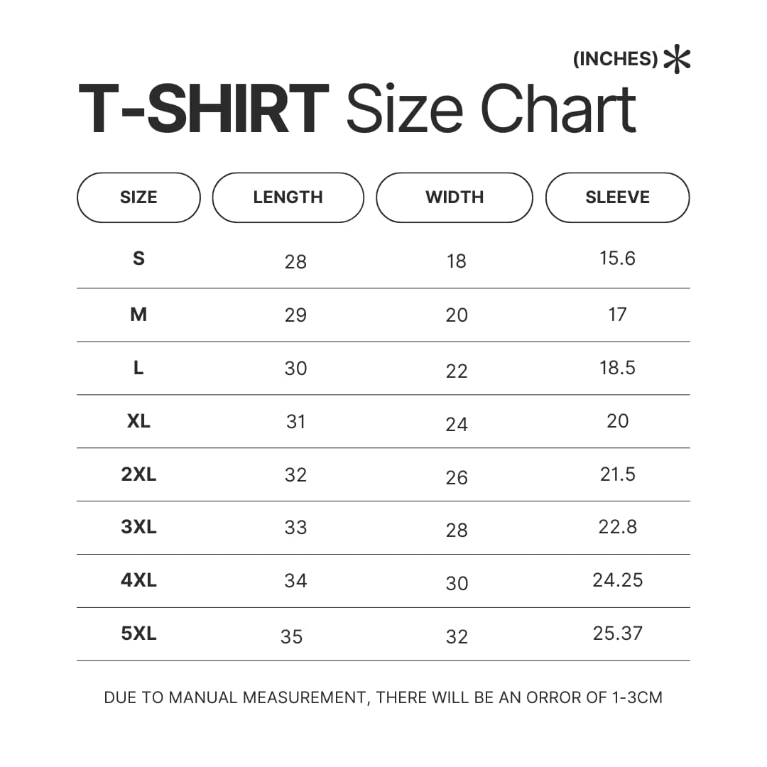 T shirt Size Chart - Demon Slayer Merch