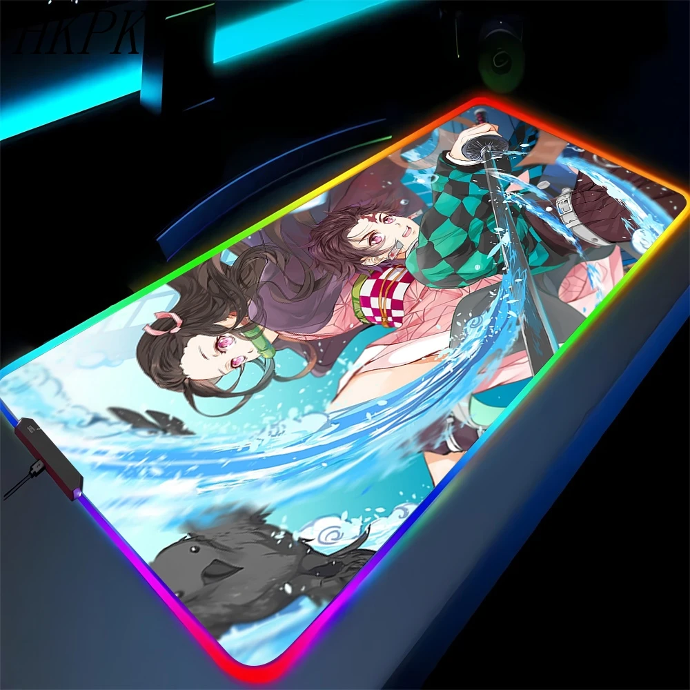 Demon Slayer Tanjiro Water Breathing Gaming Mats Rgb Led Mousepad
