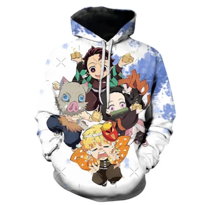 Demon Slayer Chibi Main Characters 3D Print Hoodie