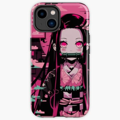 Nezuko Neon Vaporwave Pink Iphone Case