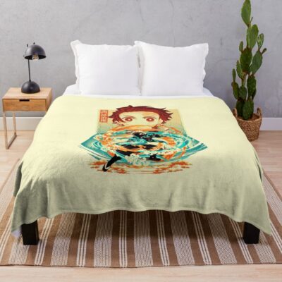 Demon Slayer Water And Flame Within Throw Blanket